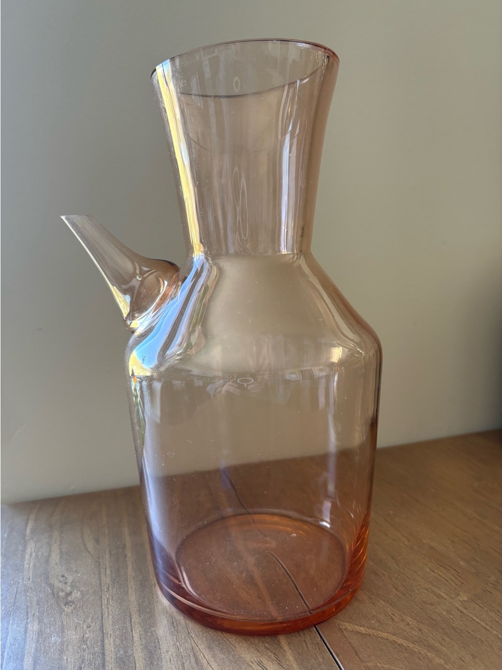 VTG ITTALA Finland Erkki Vesanto Blown Glass Ice Pitcher/Carafe in Pink MCM